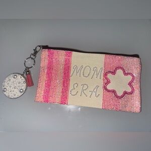Pink and Cream Beaded Clutch